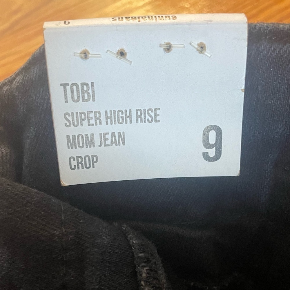 Eunina Tobi Super High Rise Cropped Blackk Denim Jeans with Belt Size 29 Pockets - Picture 6 of 9